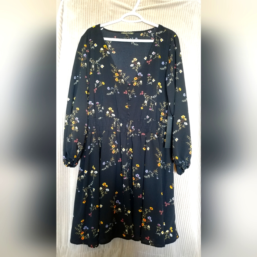 Always Indigo Black Floral Dress